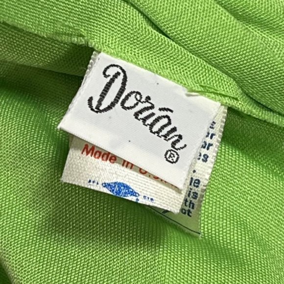 Vintage HALSTON IV Dorian Lime Green Long Sleeved Boat Neck Column Maxi Dress - Picture 9 of 16